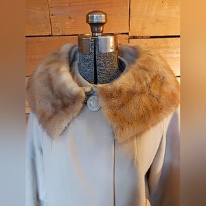 Vintage 1950s Wing Coat with Fur Trim
